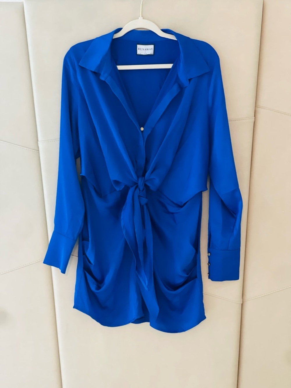 Runaway London Royal Blue Tie-Front Mini Dress